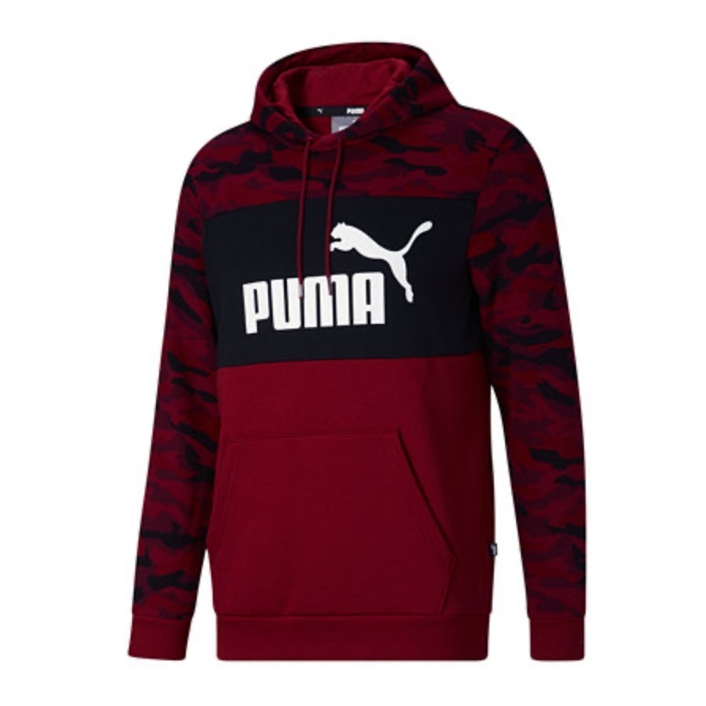 ❤️ PUMA Men's Camo Blocked Fleece Pullover Logo Hoodie Size 4XL